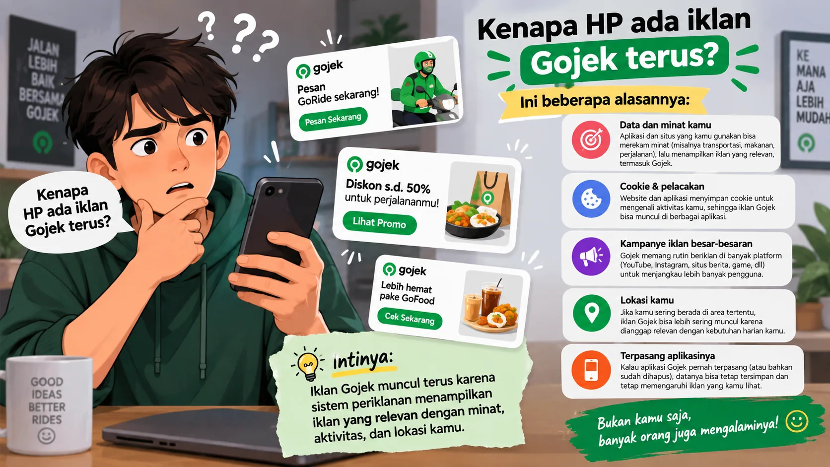 Kenapa HP Iklan Gojek Terus Muncul Ini Penyebabnya
